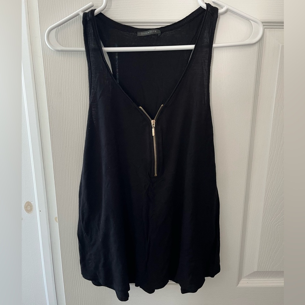 Black Tank Top with gold Zipper